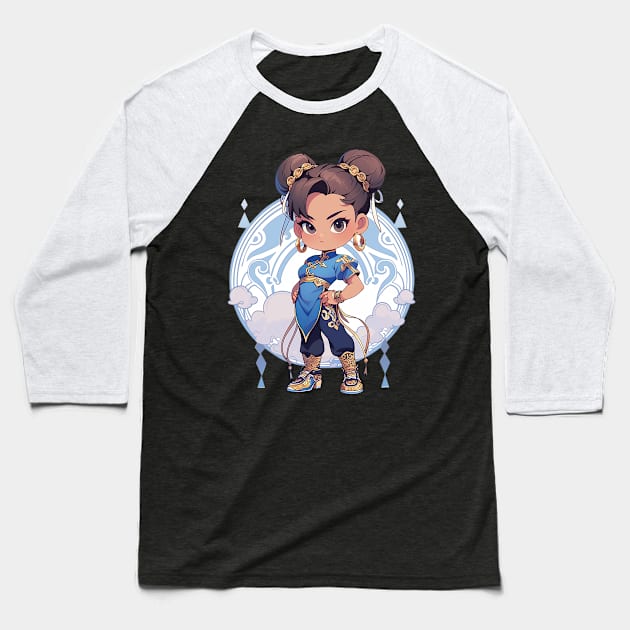 chun li Baseball T-Shirt by skatermoment